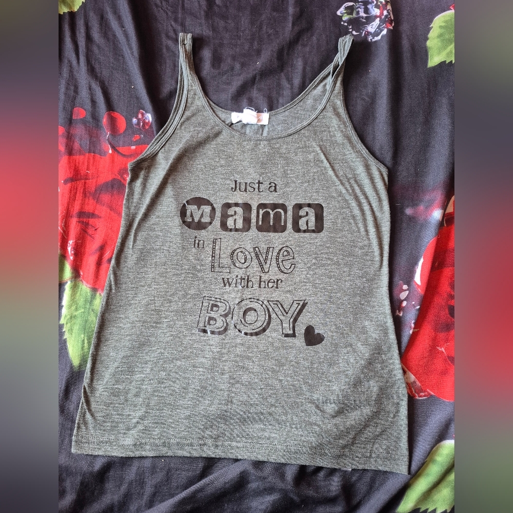 Forever 21 Charcoal Greenish Graphic Tank Top